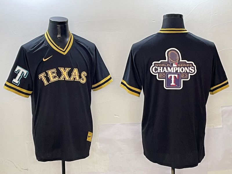 Men Texas Rangers Blank Black Gold Game 2025 Nike MLB Jersey style 11